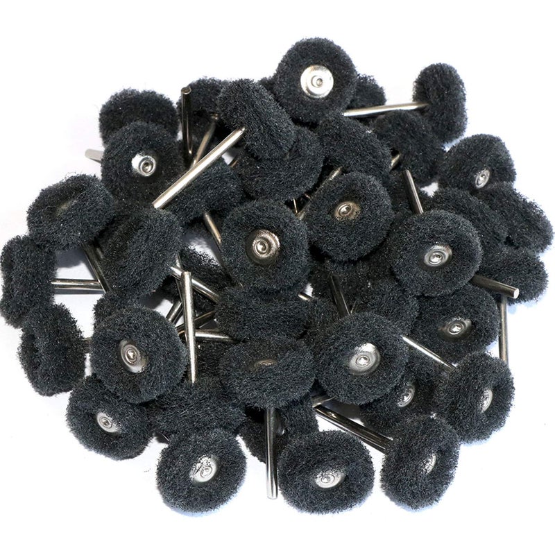 FPPO 50pcs Abrasive Buffing Polishing Wheel Set for Rotary Tool with 3mm Shaft,Mini scouring pad Brush Polishing kit, Removal of Rust,Deburring on Metal Surface (grit 400 Black 50pcs) - Image 1